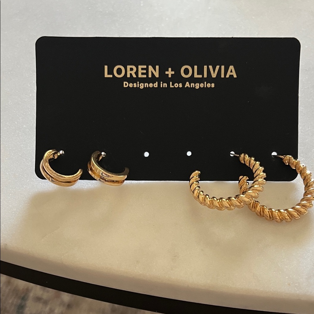 Gold Hoop Earring Set - 2 Pair